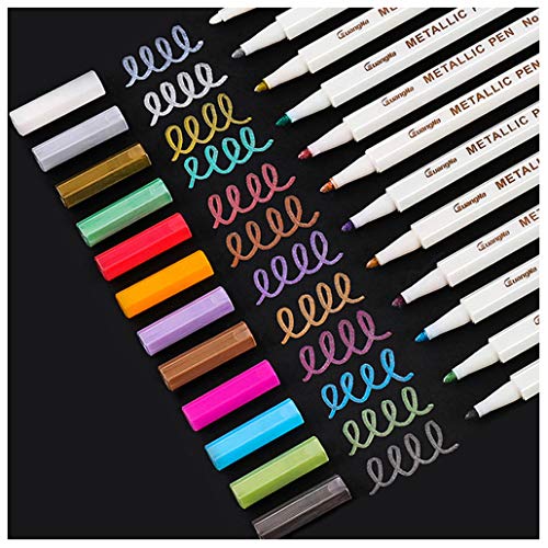  Sunshilor Dual Tip Metallic Marker Pens, Brush and