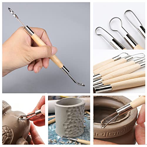 14PCS Ceramic Pottery Clay Ribbon Sculpting Tool Kit with Feather Wire Texture and Needle Detail Tools for Carving,Modeling,by Augernis Augernis