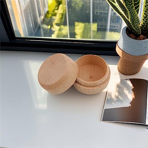 Mini Round Wooden Boxes,Portable Trinket Earrings Organizer,Wedding Ring Jewelry Bearer Boxes,DIY Craft Gift Case LZIYAN