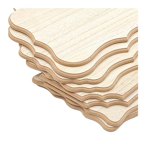 8 Pack Unfinished Wood Signs with Jute Hanging Unpainted Wooden Plaques for Homemade Crafts 4 Styles Assorted (6 x 9 in) Cregugua