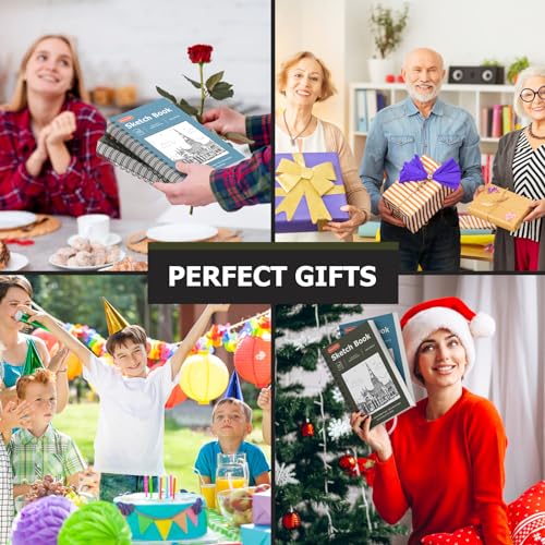 Soucolor 5.5" x 8.5" Sketch Book, 100 Sheets Spiral Bound Art Sketchbook, Acid Free (68lb/100gsm) Artist Drawing Book Paper Painting Sketching Pad (2 Soucolor