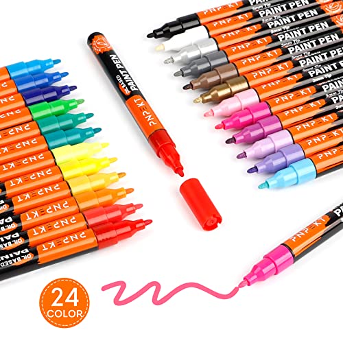 Paint Markers 24 Colors Oil-Based Paint Pens Paint Markers Waterproof Never Fade,Quick Dry Permanent Marker Pen Set For Rocks colpart