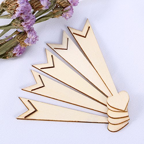 SUPVOX 20pcs Unfinished Wood Cutout Wooden Arrow Shape Natural Wood Pieces for DIY Arts Crafts Projects (Love Heart Arrow) SUPVOX