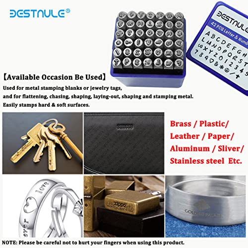 BESTNULE 42PCS Metal Stamping Kit, Number and Letter Stamp Set (A-Z, 0-9 and&,Love Symbol), Industrial Grade Hardened Carbon Steel, Perfect for BESTNULE