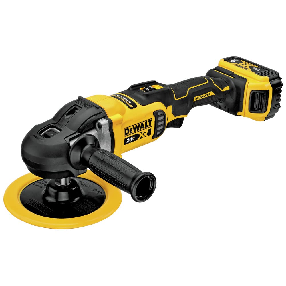 DEWALT 20V MAX* XR Cordless Polisher Kit, Rotary, Variable Speed, 7-Inch, 180 mm (DCM849P2) DEWALT