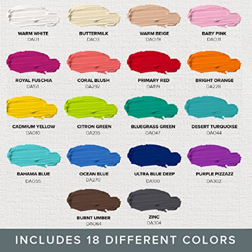 Americana Acrylics Paint, Set of 18 Colors, Popular Picks, 2 fl oz Bottle DecoArt