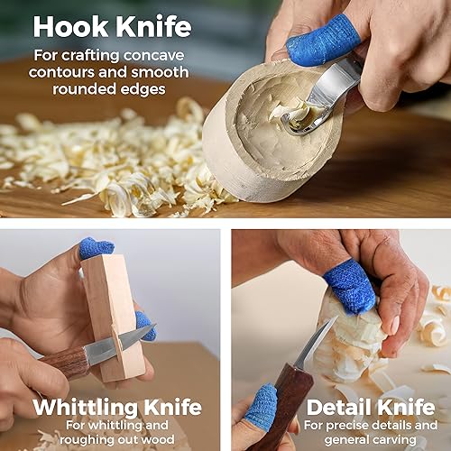 Schaaf Wood Carving Tools Knife Kit | Wood Carving Kit Includes Detail Whittling Knife, Sloyd Carving Knife, Spoon Carving Knife, Basswood Carving Schaaf Wood Carving Tools
