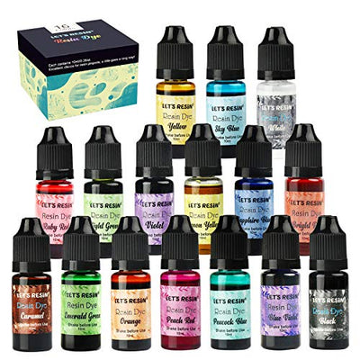 LET'S RESIN Epoxy Resin Paint Pigment 16 Color Concentrated Liquid Epoxy Resin Dye, Colorant for Resin Coloring, Resin Jewelry, Resin Art Crafts DIY