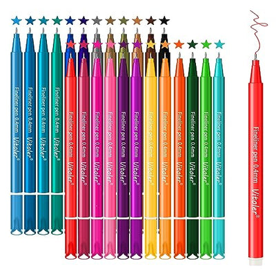 Vitoler Pens,Fine Point Pens,Journaling Pens,Colored Pens Fine Point,24 Pack 0.4mm Fine Tip Pens,Pens for School Supplies,Pens for Kids Adult