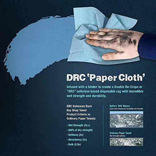 Sellars 54483 Toolbox Shop Towels 3-Pack, 11" Length x 9.4" Width, Blue (1 Packs of 3 Rolls, 55 Sheets per Roll) Sellars