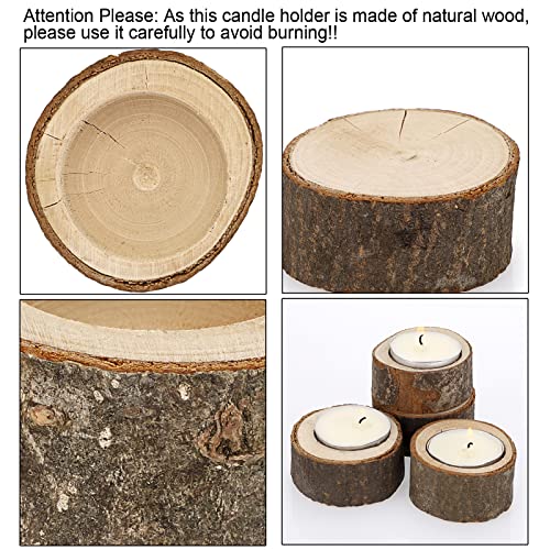 OwnMy Set of 24 Wooden Tea Light Candle Holders Votive Candle Holders, Rustic Wooden Pillar Candle Stands Vintage Wooden Tealight Holders Set Candle OwnMy