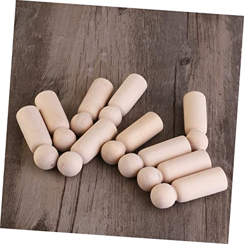 EXCEART 20 Pcs Wooden Peg Doll Peg People Kit Unfinished Wooden Figurines Wooden Peg Figures Wood Doll Figures Peg Dolls DIY Blank Peg People Blank EXCEART
