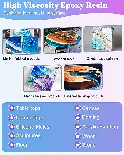 LET'S RESIN EPOXY RESIN 2 Gallon High Viscosity Resin for Table Top,2 Part Epoxy for Tumblers,Crystal Clear Thick Resin Kit with High Gloss Finish LET'S RESIN EPOXY RESIN