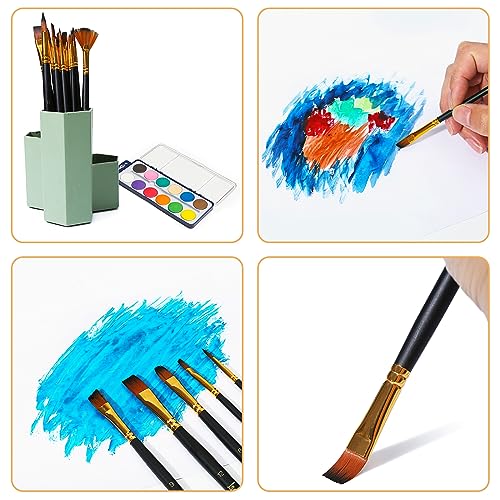 Acrylic Paint Brushes Set 15 Pieces, Nylon Bristle Paintbrushes for Acrylic Painting, Oil and Watercolor Brushes for Body Face Rock Canvas Jsocoah