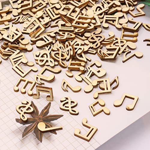 yueton 200PCS 15mm Musical Note Unfinished Blank Wood Pieces Wood Slices Wood Chips Embellishments for DIY Crafts, Home Decoration, Board Games, yueton