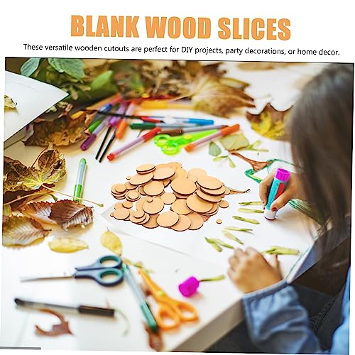COHEALI 100Pcs Wooden Cutout Wood Circles with Holes Graffiti Chips Blank Decorate Wooden Wood Carving Hollow Out Wafer Crafts Wood Round Wood COHEALI