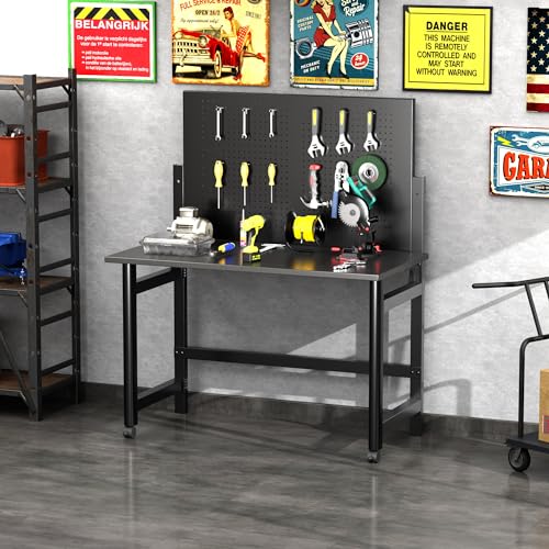 NICOMOW Heavy-Duty Wall-Mounted Workbench,Work Bench Table for Foldable,Work Benches for Garage,Utility Room,Warehouse;Folding Workbench of MDF NICOMOW
