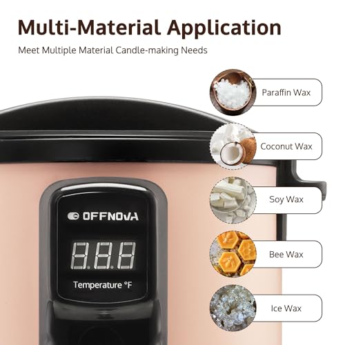 OFFNOVA Wax Melter for Candle Making, 6L Candle Wax Melting Pot with Heating Core Spout & Digital Display, Ideal for Business or Craft (Pink) OFFNOVA