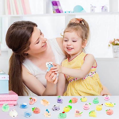 WATINC 24pcs Mini Squeeze Stress Balls, Fruit Animal Fidget Toys Party Favors for Kids, Sensory Stress Relief Squeeze Toy with Water Beads, Cute WATINC
