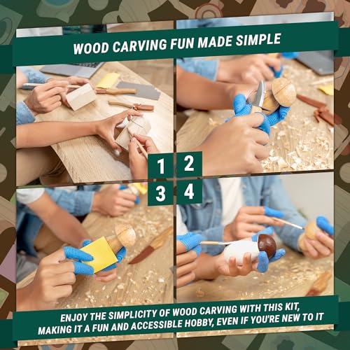 BeaverCraft Wood Carving Kit for Beginners DIY Kits for Adults & Kids Woodworking Kit Whittling Knife Set – Craft Hobby Kits for Adults Teens Hobbies BeaverCraft
