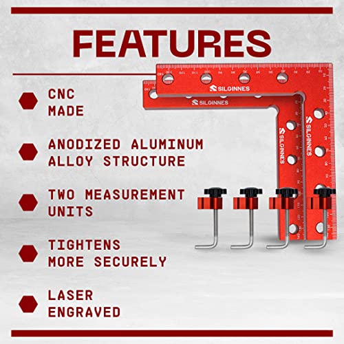 Silginnes 90 Degree Positioning Squares Right Angle Clamps for Woodworking - 2 Pack (5.5"*5.5")Aluminium Alloy Corner Clamp Woodworking Carpenter Silginnes