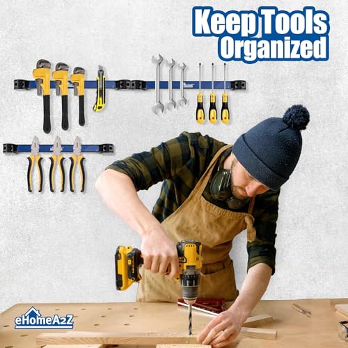 Magnetic Tool Holder, Heavy-Duty 18 Inch Rack, Magnetic Wrench Rack, Magnetic Strip For Walls, Garage Accessories, Shed and Shop Magnetic Organizer, EHOMEA2Z