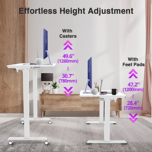 AVLT 50" Electric Standing Desk with Tilting Tabletop (4 ft 7 inches) – Height Adjustable Dry Erase Top Whiteboard and Rolling Casters – 2 Leg AVLT