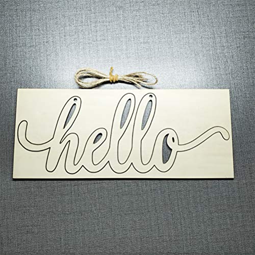 Hello Wood Sign Cutout Hello Wooden Letter Sign Hanging Decorative DIY Block Words Sign Door for Home Shop Hotel 2Pack Samanter