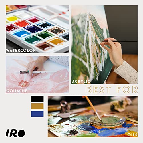 IRO Artist Paint Brush Set of 15 Professional Flat Paint Brushes for Acrylic Painting and Oil Paints. Round Watercolor Paint Brushes and Gouache. IRO
