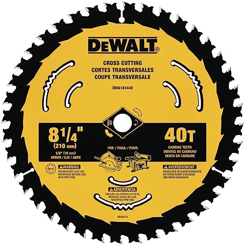 DEWALT Circular Saw Blade, 8 1/4 Inch, 40 Tooth, Cross Cutting (DWA181440) DEWALT