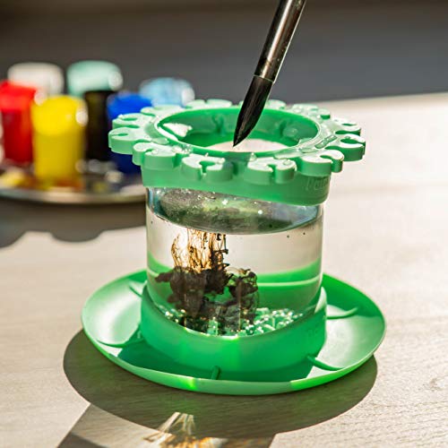 Paint Brush Cleaner Rinse Cup (All-in-One) Fine Art, Studio, Classroom | Brushes Holder & Silicone Cleaning System for Acrylic, Watercolor, and Paint Puck