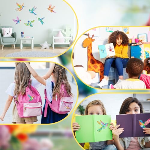 Qilery 12 Pcs Hummingbird Diamond Painting Hummingbird Stained Glass Window Clings Diamond Painting Kits Stained Glass Diamond Painting Kit DIY Qilery