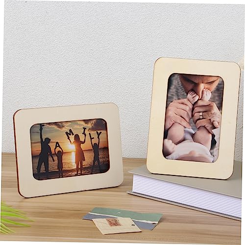 ABOOFAN 6Pcs 6 unfinished wood craft frames picture frames wood frame wooden child desktop decorate postcard photo bulk Wood parent-child Vertical ABOOFAN