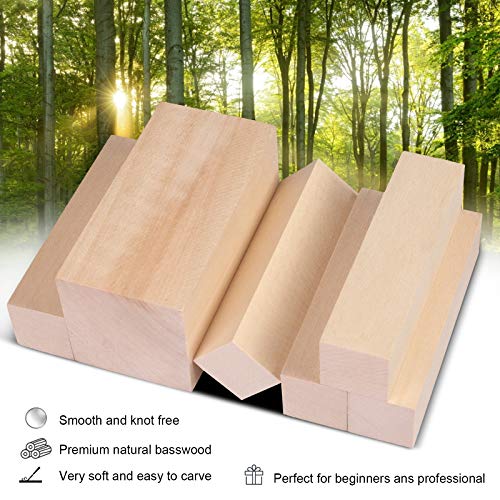 15Pcs Basswood Carving Blocks, Whittling Blocks Basswood for Craft, Basswood Carving Wood for Beginner to Expert … BBAXI