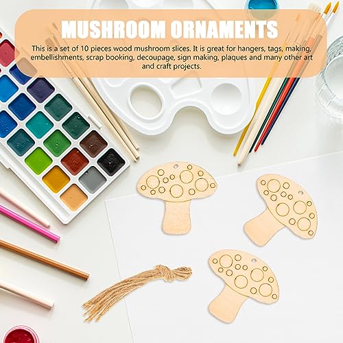 VILLCASE Wooden Mushroom for Crafts, 10PCS Unfinished Wood Mushrooms Set Natural Craft Mushrooms Mini Mushroom Figures for Arts & Crafts, DIY VILLCASE