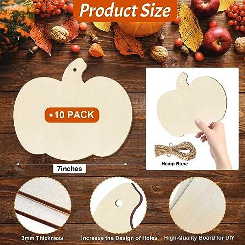 Large Size 7inch Wooden Halloween Thanksgiving Ornaments to Paint, DIY Blank Unfinished Pumpkin Wood Discs Ornament for Crafts Hanging Autumn Sophena