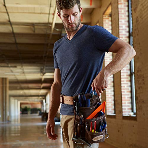 McGuire-Nicholas 10 Pocket Carpenter's Pouch | Premium Leather Nail & Tool Bag with Reinforced Wear Points McGuire-Nicholas
