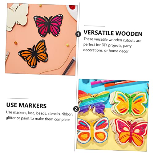 DECHOUS 40pcs Ornaments Wood Cutouts Wooden Paint Crafts Kids DIY Unfinished Wood Kits Wood Butterflies Slices Craft for Kids Wood Chips Mini Chips DECHOUS