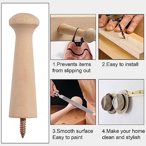 MOROBOR 10PCS Wooden Shaker Pegs, 3.15 Inch Shaker Peg with Screws, Unfinished Wood Shaker Racks for Hanging Clothes Hats Towel Paint DIY MOROBOR