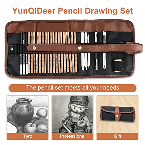 YunQiDeer Drawing Pencils, Art Supplies Sketch Pencils Kit for Kids Adults, Professional Charcoal Sketching Graphite Art Pencils Set YunQiDeer