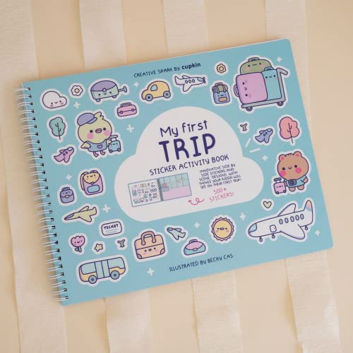 My First Trip Sticker + Coloring Book (500+ Stickers & 12 Scenes) by Cupkin - Side by Side Activity Book Design - Fun Toddler Travel Essential CUPKIN
