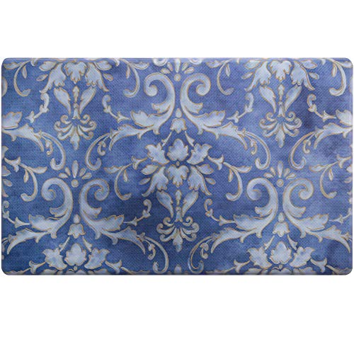 SoHome Cozy Living Anti Fatigue Mat Kitchen Mat Non Slip Stain Resistant Easy Clean 1/2 Inch Thick Kitchen Floor Mats, Damask Blue 18" x 30" SoHome