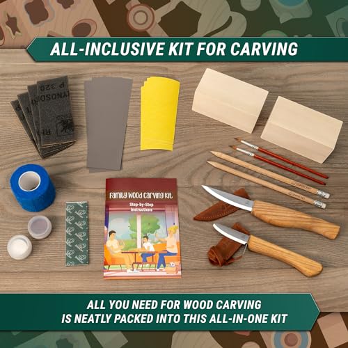 BeaverCraft Wood Carving Kit for Beginners DIY Kits for Adults & Kids Woodworking Kit Whittling Knife Set – Craft Hobby Kits for Adults Teens Hobbies BeaverCraft