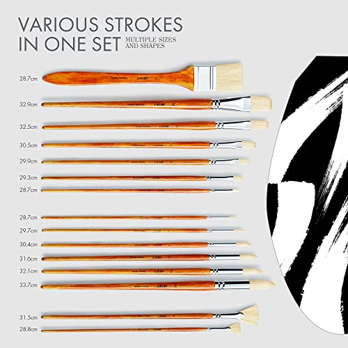 ARTIFY Oil Paint Brushes Set, 15Pcs Professional Natural Chungking Bristle Acrylic Paint Set, Perfect for Oil and Acrylic Painting, Long and Heavy ARTIFY art supplies