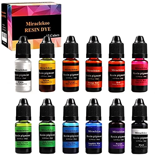 12 Colors Epoxy Resin Color Dye Colorant Liquid Epoxy Resin Pigment,10ml Each,Translucent Miraclekoo