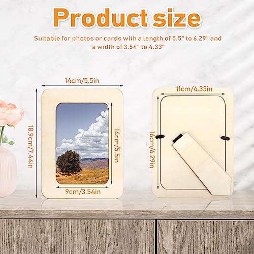 VOKOY 15 Pack Wooden Picture Frames for Crafts, 4" x 6" Photos Standing Postcard Picture Frame Set Unfinished DIY Keepsake Kit Decoratable Coards for VOKOY