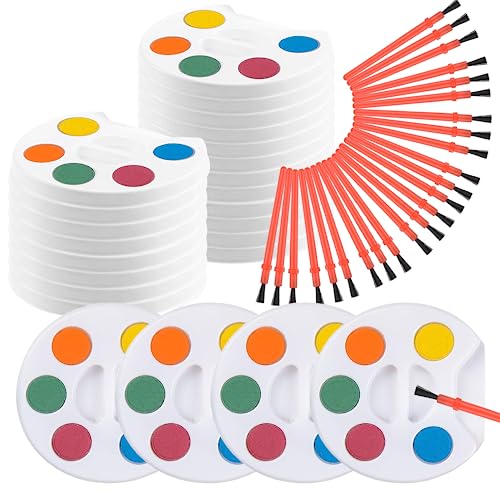 ArtCreativity Mini Paint Palette Watercolor Bulk Set of 24 with Brushes, Mini Party Favors for Toddlers 2-4 Years and gifts for birthday party ArtCreativity
