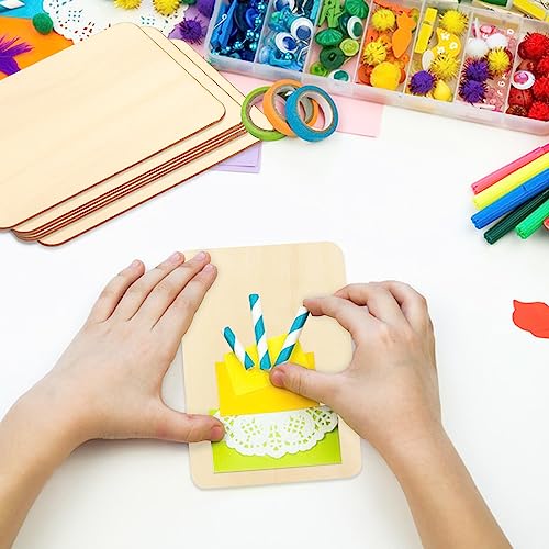 80 Pieces Rectangle Unfinished Wood Pieces, 4 x 6 Inch Natural Wood Cutout Tiles for DIY Crafts, Painting, Carving and Home Decor, Coasters, GNIEMCKIN