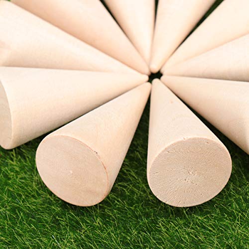 Craft Cones Bamboo Cones 10pcs Natural Wood Cone Ring Holders Unpainted Cone Wood Jewelry Display DIY Craft Wooden Cone for DIY Projects Arts Crafts EXCEART