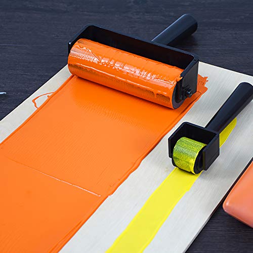 Hard Rubber Brayer Roller,Anti Skid Tape Construction Tool for Printmaking Wallpapers Stamping Gluing Application (3.8 Inch) Rocutus